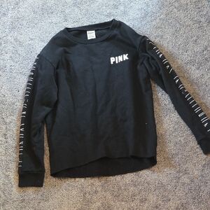 PINK Victoria's Secret Black Sweatshirt with Sleeve Graphics